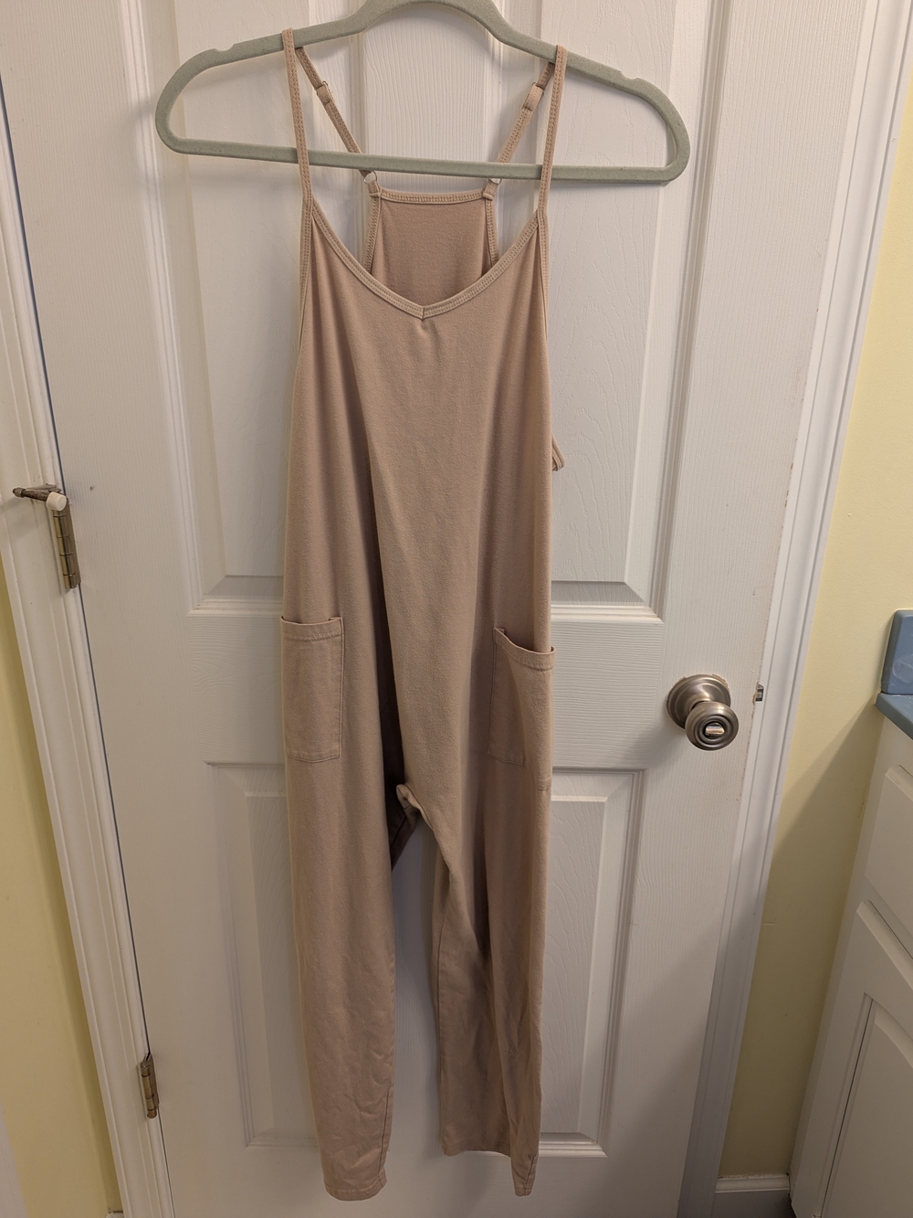 Women's Neutral Beige Jumpsuit with Pockets